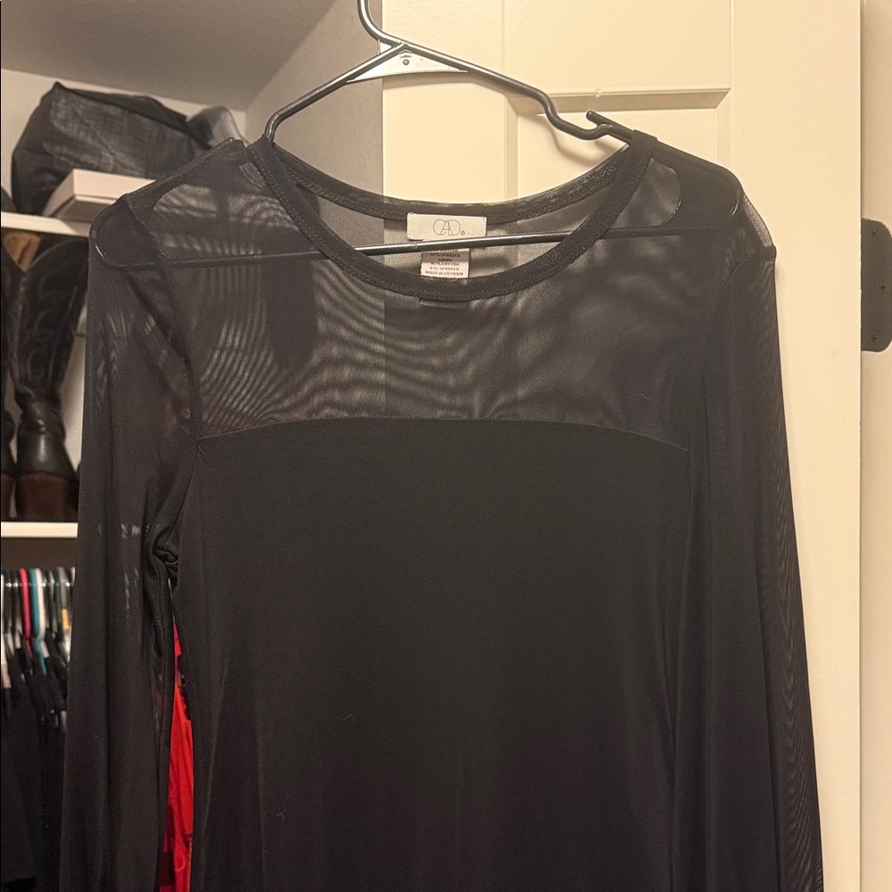 Black Sheer Long Sleeve Top